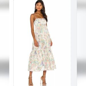 C/Meo Collective Set Up Velvet Abstract Tiered Ivory White Maxi Dress Size Large